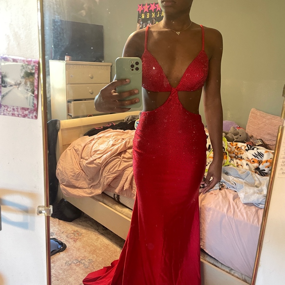 Red Backless Prom Dress